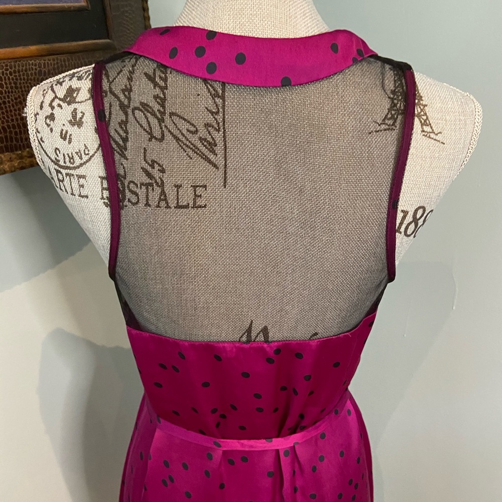 Peter Pan Collar Dress with Polka Dots and Mesh, S - Picture 10 of 12